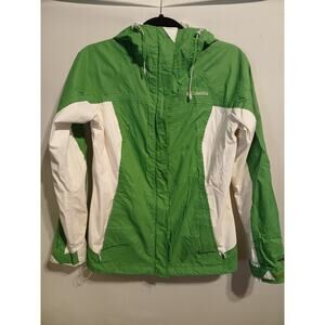 Columbia Women's Green Rain Jacket Windbreaker Hooded Full Zip Size Small-B02